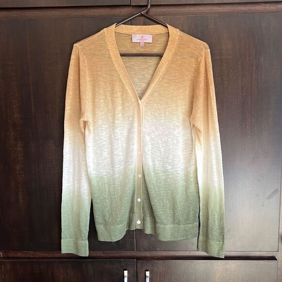 Laurie Felt Ombre Linen Blend Cardigan Sweater Small - Picture 2 of 5